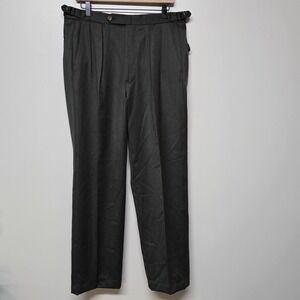 Paul Stuart Men's Gray Pleated 100% Wool Twill Dress‎ Pants Sz 33R Side Belts